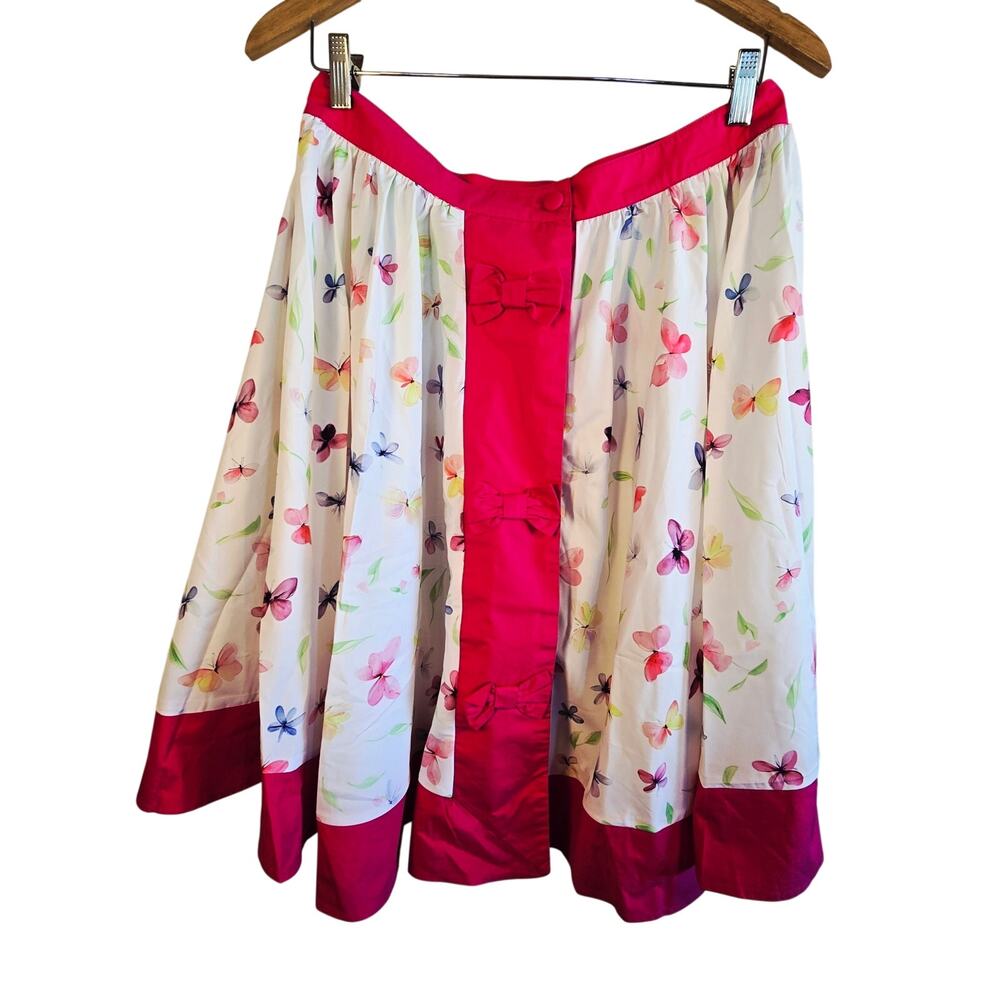 Size L / 10–12 – NWT Unique Vintage Butterfly Skirt – Butterfly Berry Pink